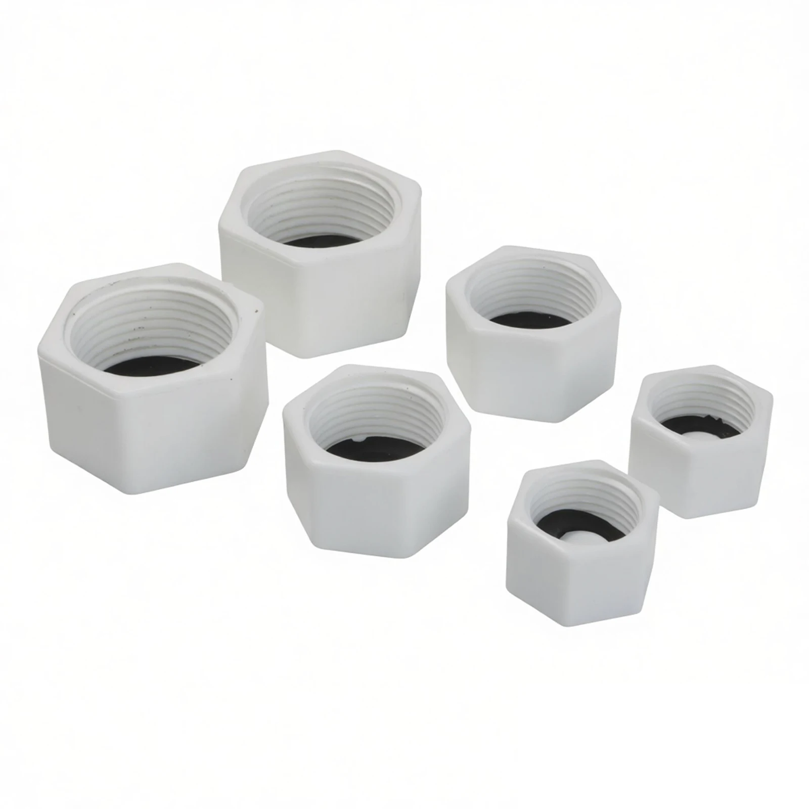 5Pc Plastic 1/2'' 3/4'' 1'' Female Thread End Plug Connector Plumbing Pipe Hexagon Shaped Blocked Caps PVC Tube Sealing Fittings
