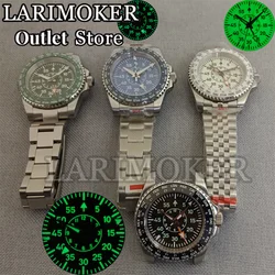 40mm Watch Black blue green dial Luminous 24 Jewel NH34A (GMT） Mechanical Men's Watch Sapphire Glass Stainless Steel Strap