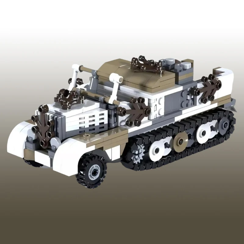 

MOC военная техника, боевой танк, строительные блоки Sdkfz 11, полугусеничная модель бронеавтомобиля, детская сборная игрушка, подарок на день рождения