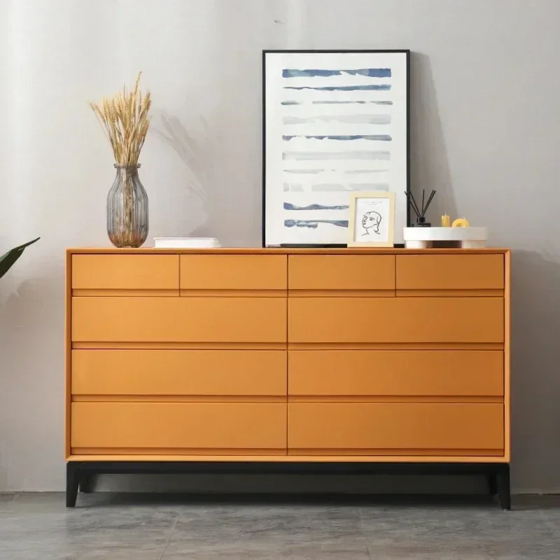 Italian Solid Wood Eight Spares Cabinet Modern Minimalist Living Room Bedroom Storage Sideboard Cabinet Minimalist