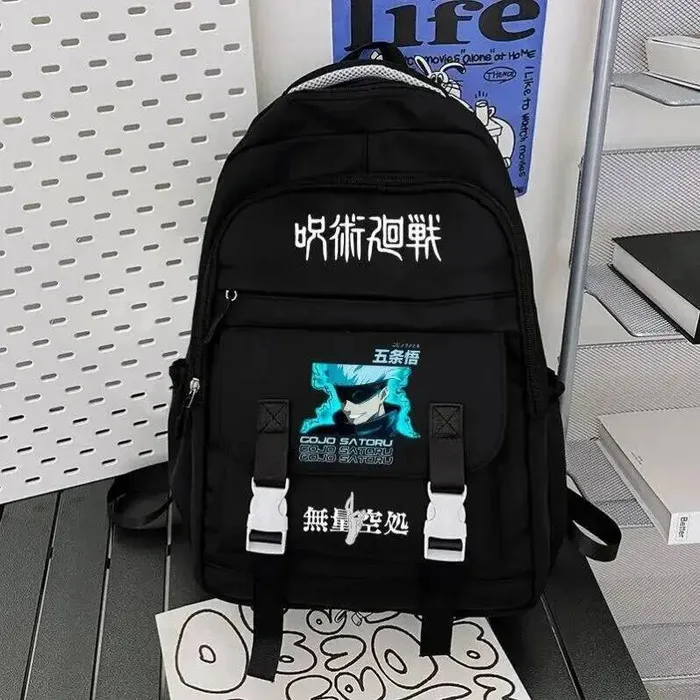 

Breathable Mesh Black White Pink Blue Jujutsu Kaisen Student Teens School Bags Backpacks Anime GAME