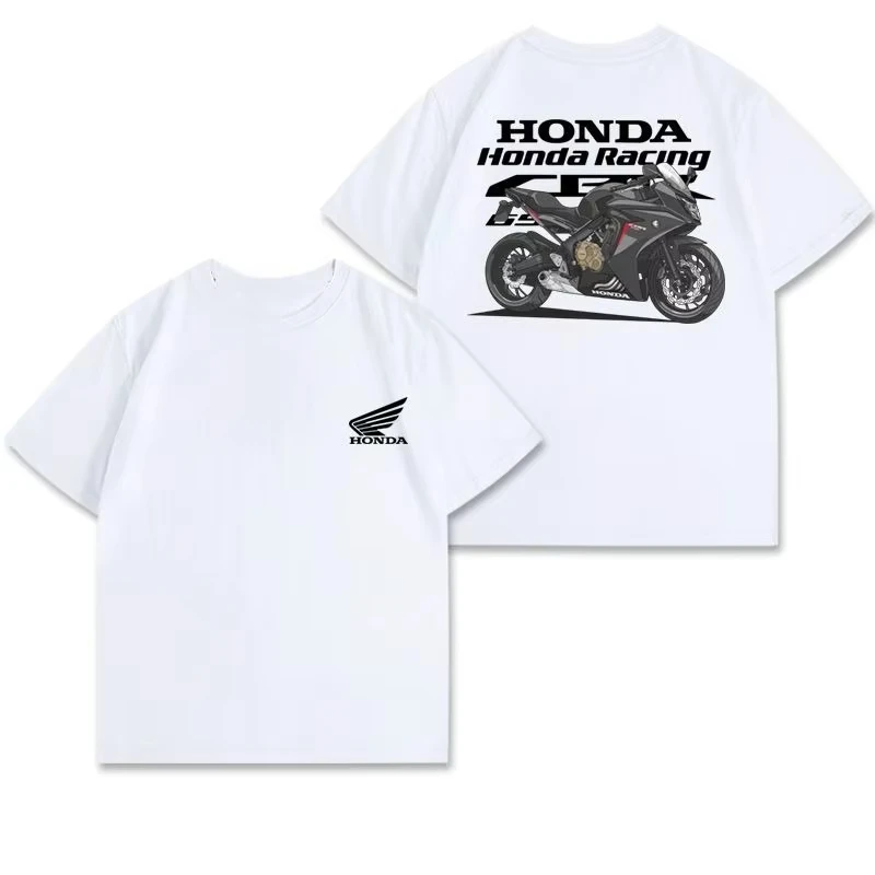 

Honda motorcycle print summer racing logo pure cotton round neck motorcycle short sleeve shirt men's and women's T-shirt