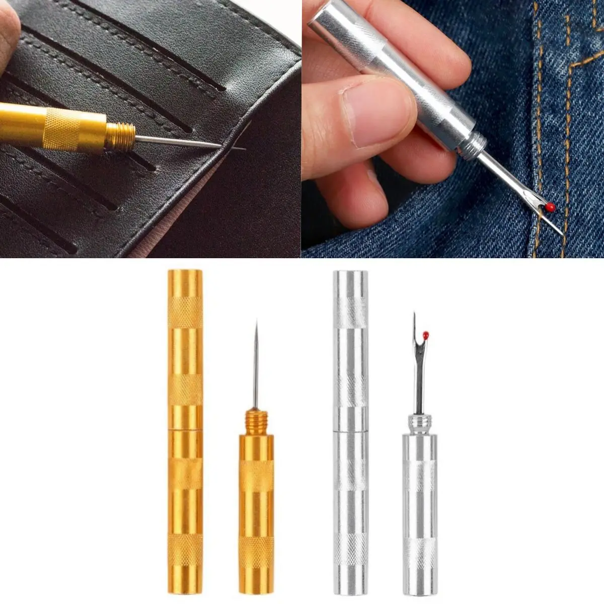 Mini Alloy Sewing Seam Ripper Handmade Leather Shoe Repair Sewing Awl Tool Stitch Remover Cross-Stitch Unpicker Sewing Tools