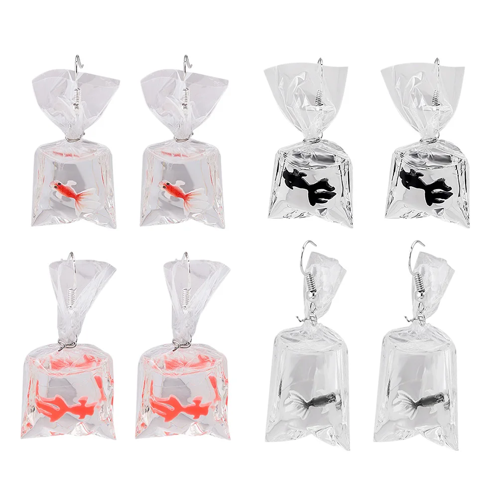 

Goldfish Shaped 4 Pairs Dangling Women Ear Accessories Funny Goldfish Eardrop Birthday Ear Accessories Gift Jewelry