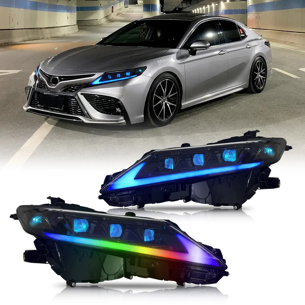 

2Pcs RGB 6 Lens Full LED Headlights Assembly For Toyota Camry 2018-2024 Head Lamps Animation Headlamp Accessories