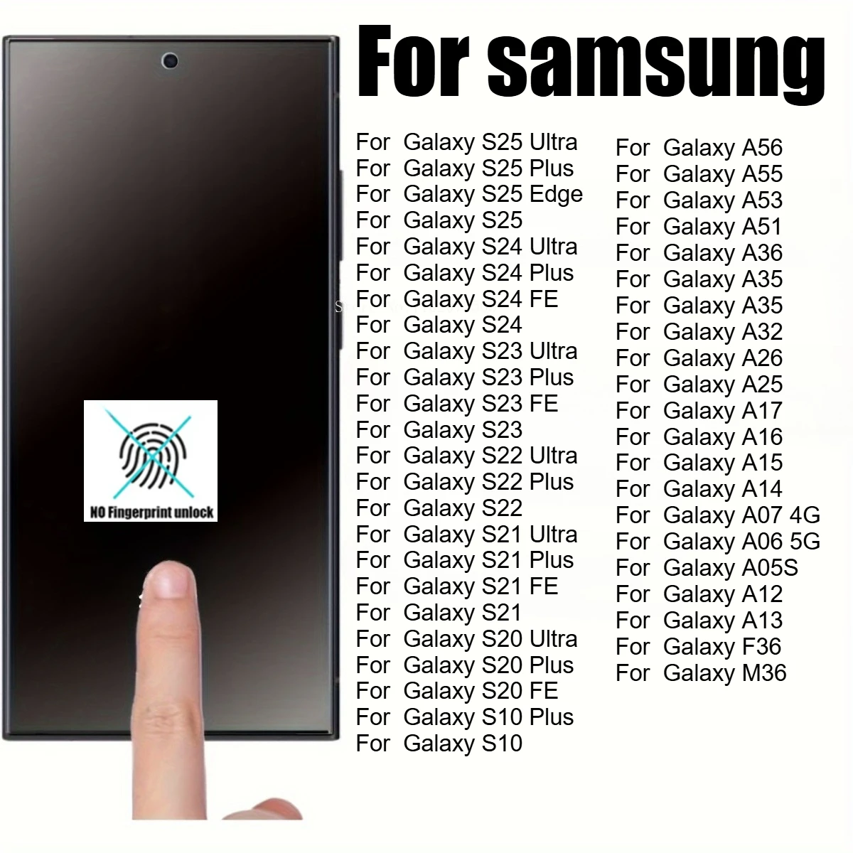 

4pcs Privacy Tempered Glass, Suitable for Galaxy S25 S24 S23 S22 S21 S20 Ultra,Suitable for Galaxy A Series S Series F Series