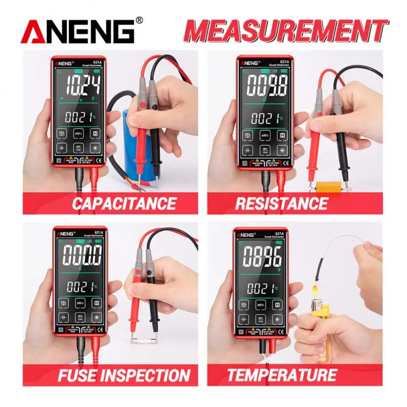 

ANENG 621A Smart Digital Multimeter Touch Screen Multimetro Tester transistor 9999 Counts True RMS Auto Range DC/AC 10A Meter