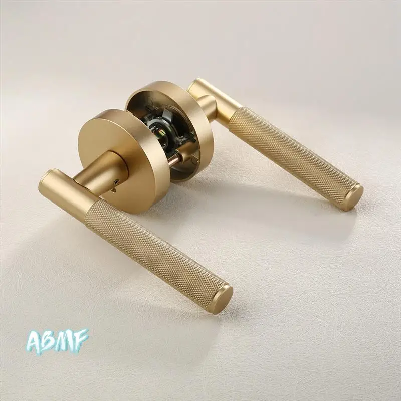 

ABMF-Privacy Door Handle Knurled Handle Lever Bedroom Bathroom Passage Door Lock Reversible Keyless