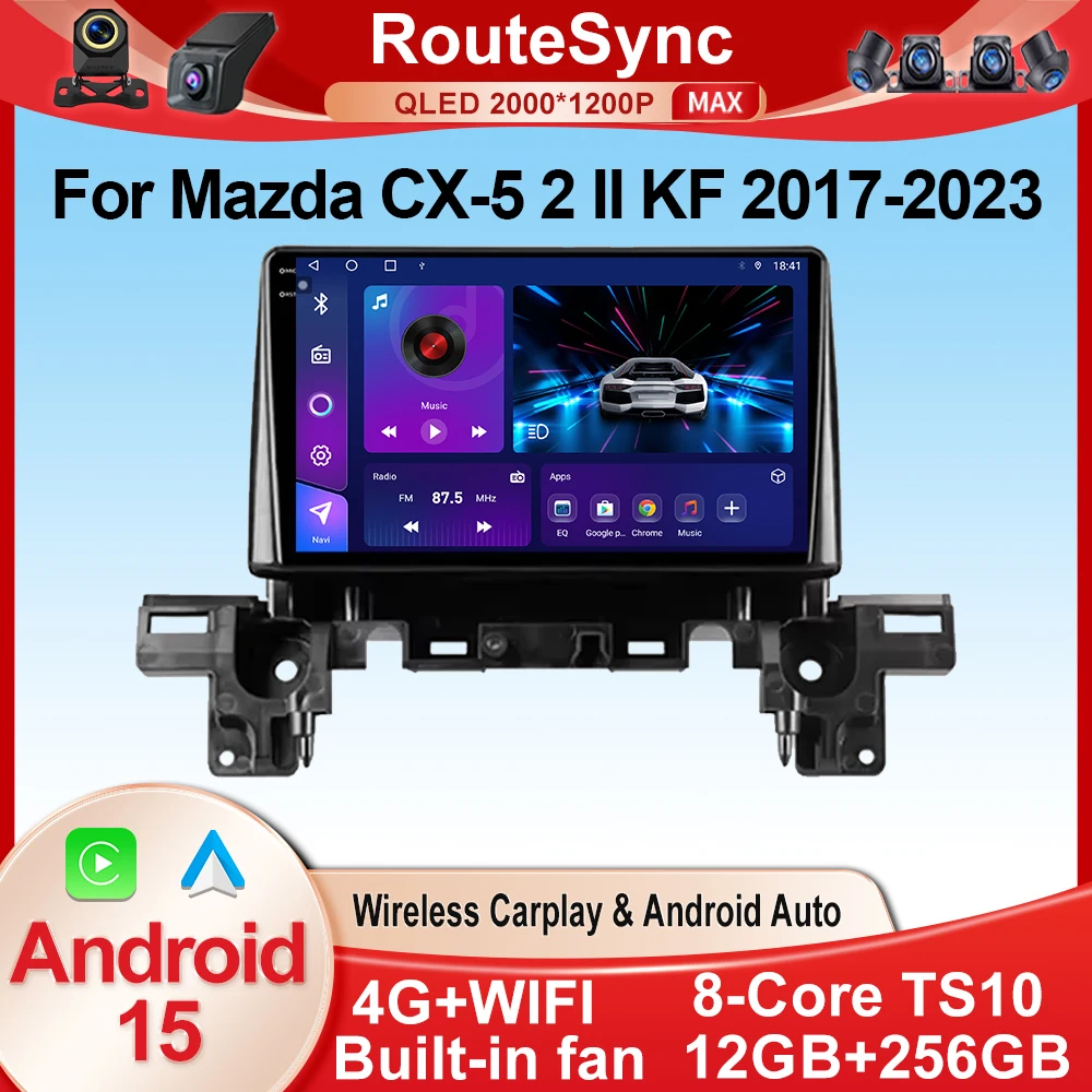 Android 15 para Mazda CX-5 2 II KF 2017-2023 Multimedia inalámbrico CarPlay Radio de coche Multimedia navegación automática GPS pantalla estéreo