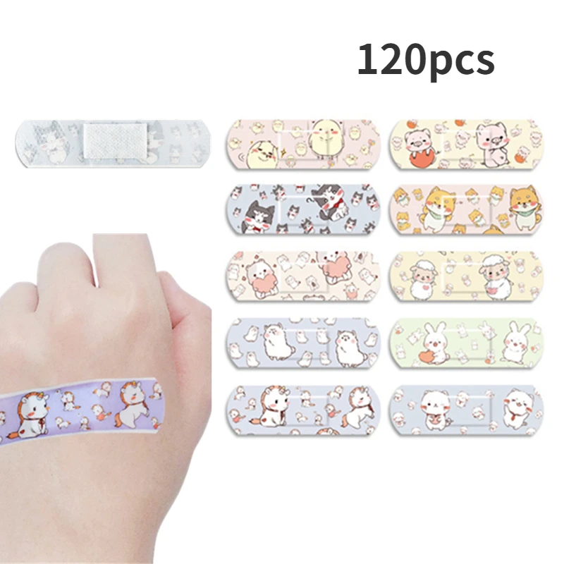 

100/120Pcs Set Wound Strips Cartoon Patterned Curitas Band Aid for Children Baby Patch Plaster Dressing Adhesive Bandages