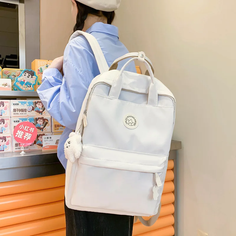 New Japanese Design Sense Women's Backpack SchoolBag Portable 14 inch Leisure Computer Bag College Student Solid Simple Backpack