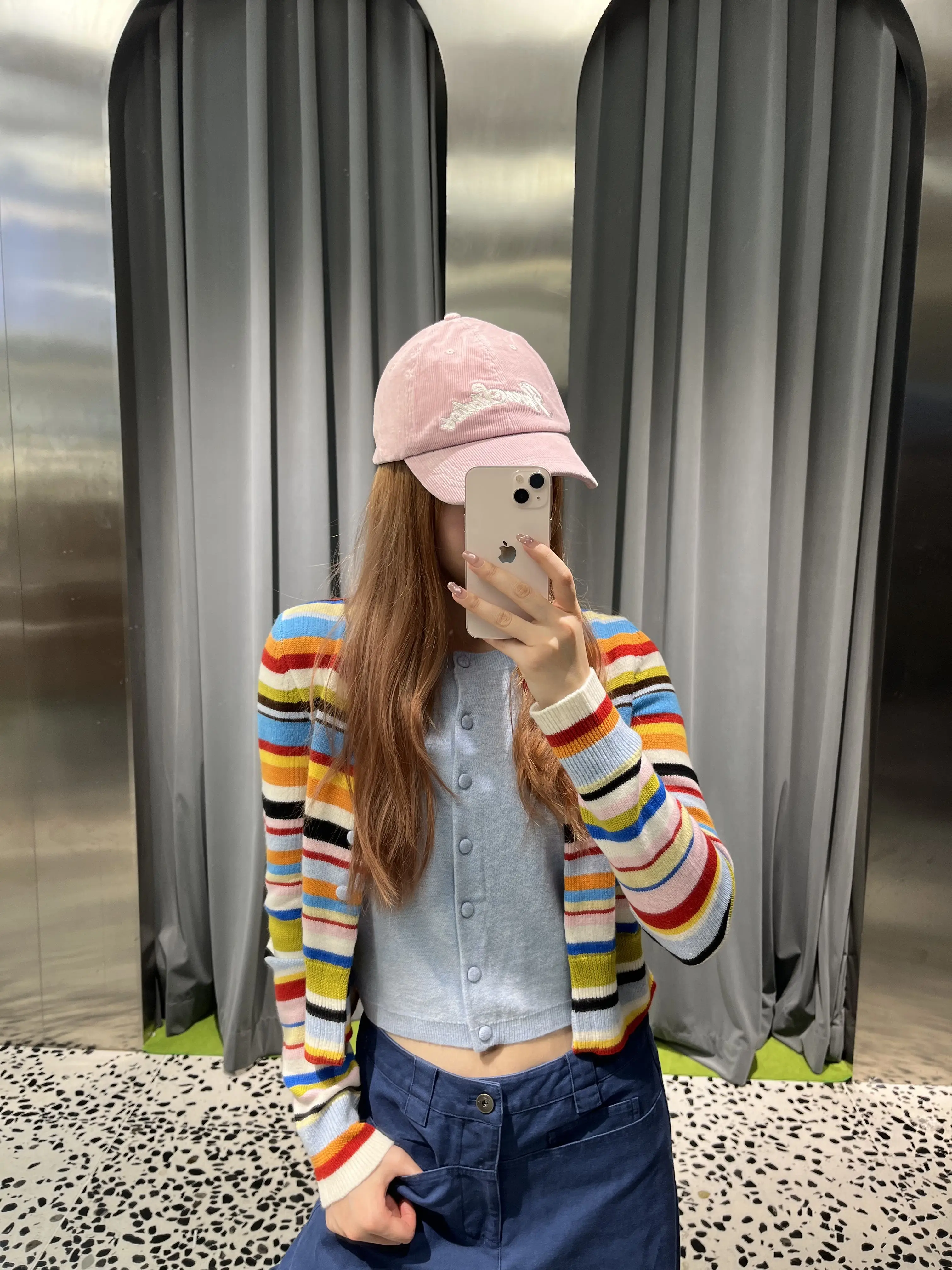 High-End European Style Women's Knitted Long Sleeve round Neck Striped Open Cardigan Top Stripe Design Anti-Aging