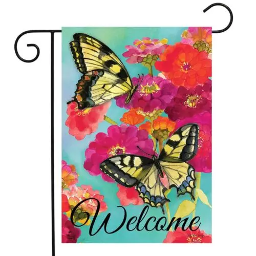 BRIARWOOD MORNING BUTTERFLIES WELCOME MORNING MINI WINDOW GARDEN YARD FLAG NEW