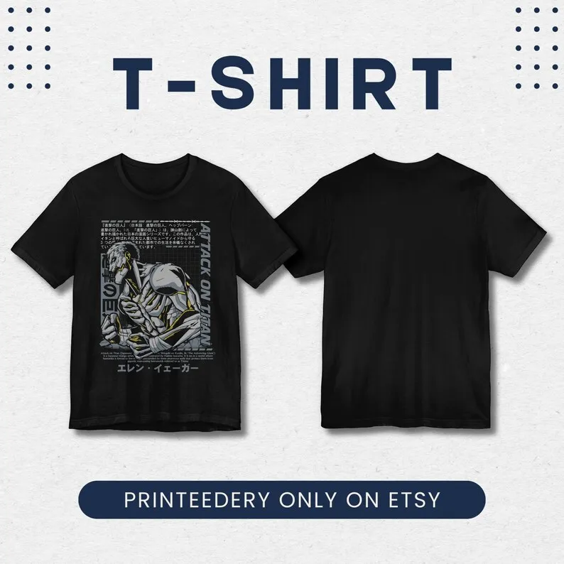 

Футболка «Атака Титанов», футболка с аниме, минималистичная футболка Eren Yeager Shingeki No Kyojin, уличная рубашка в стиле манга, подарок для фанатов аниме