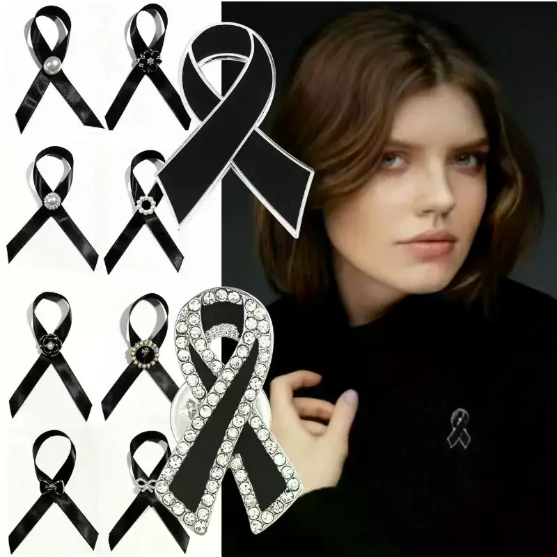 شريط أسود شارة بدبوس بروش جنازات دبوس تذكاري شريط أسود دبوس بروش شارة الحداد شارة جنازة دبوس بروش بروش