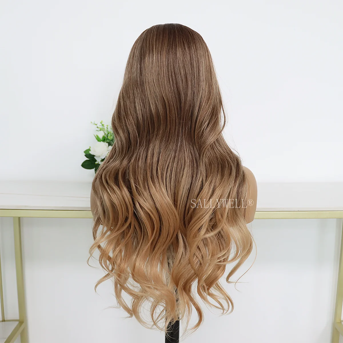 Ombre marrom peruca natural ondulado perucas dianteiras do laço para as mulheres peruca sintética natural linha fina sem cola cabelo reto com cabelo do bebê