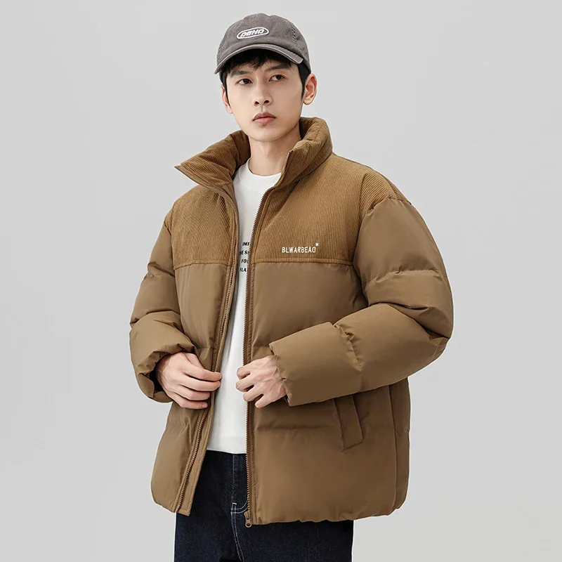 YEAE Down Jacket White Duck Down Men's Thickened 2024 Winter New Corduroy Bread Coat Warm Men's Clothing Jacket