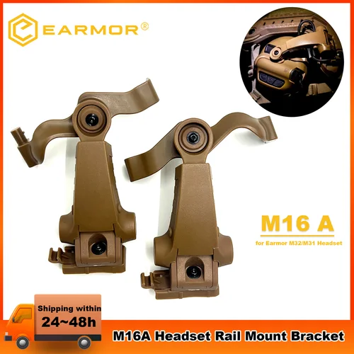 Soporte de montaje en riel para auriculares ORIGINAL EARMOR M16A 360 ° Adaptador de riel ARC giratorio para auriculares serie MOD4 M32 / M31 / M32H / M31H