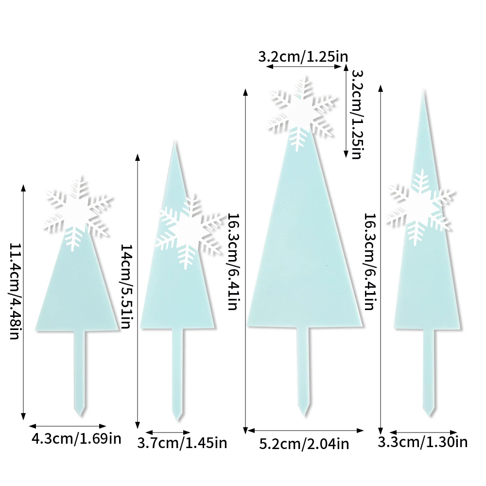 Frozen snow Cake Decoration Acrylic Snowflake Castle Tree Cake Topper winter Snowflake Theme girls Birthday Party decor supplies