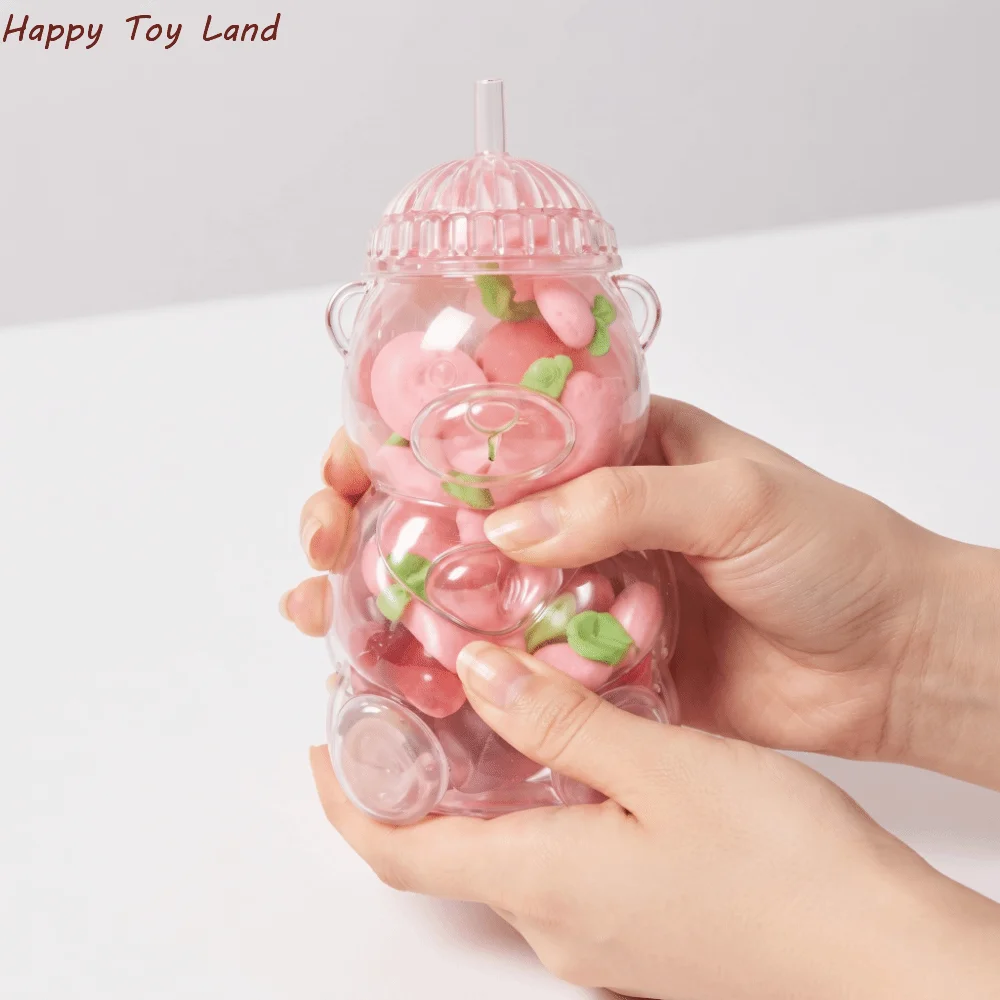 Pinch Toys Cartoon Bear Squishy Toy TPR Maltose Filled Fidget Toy Colorful Simulation Fruit Slow Rising Toy For Adults
