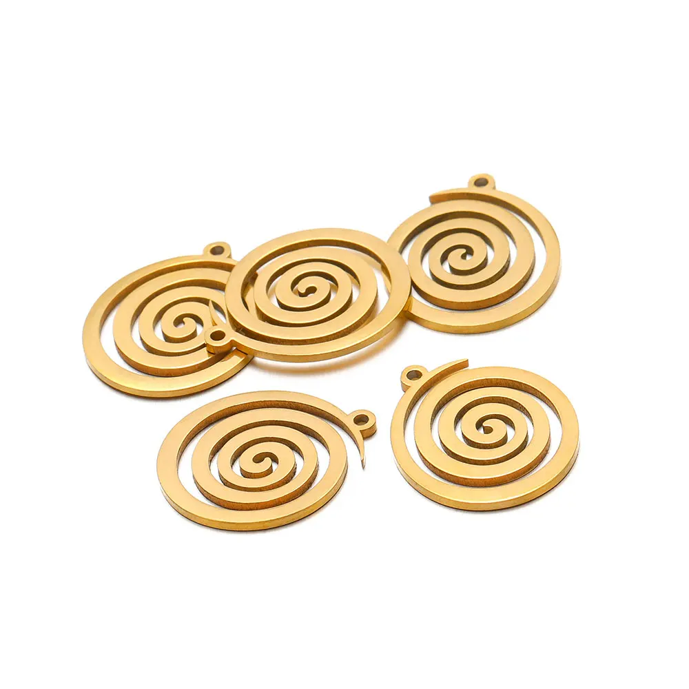 5Pcs Stainless Steel Spiral Charms Round Pendants for DIY Jewelry Making Mirror Polishd Necklace Earrings Accessories