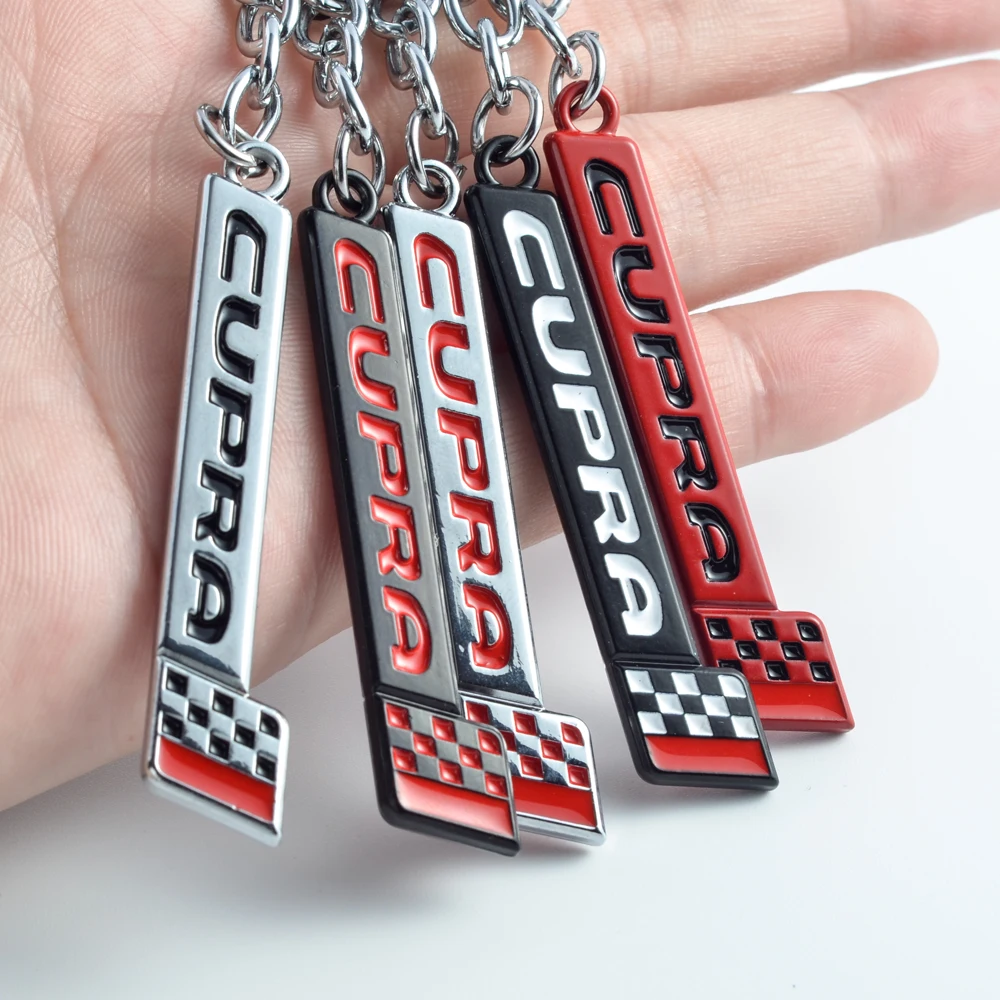 Car Keychain Race Flag Logo Metal Keyring Key Ring Holder For Ateca Mii Leon 5F Ibiza 6J Tarraco Alhambra Arona Accessories