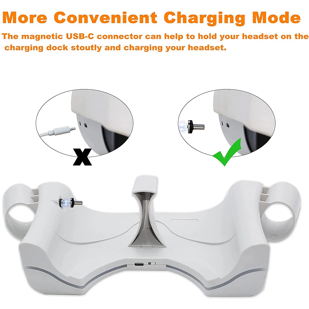 오큘러스 퀘스트 2 VR 헤드셋 마그네틱 고속 충전 도크 홀더, 고속 충전 스테이션 스탠드 세트, 오큘러스 퀘스트 2VR 액세서리