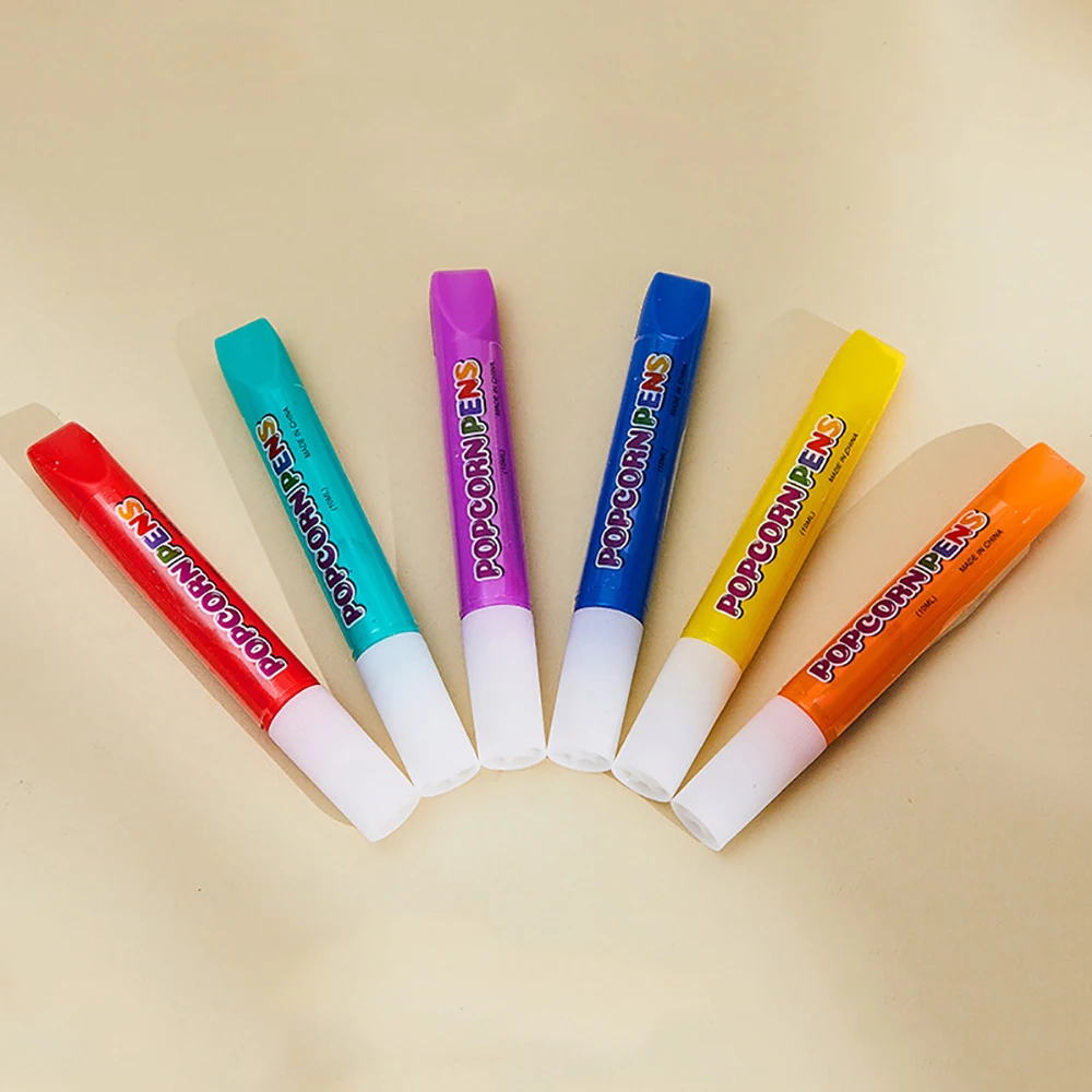 6 قطعة/صندوق لتقوم بها بنفسك فرشاة فقاعة الفشار ثلاثية الأبعاد تأثير نفخة سحرية للأطفال فرشاة تزيين من الورق المقوى ثلاثية الأبعاد