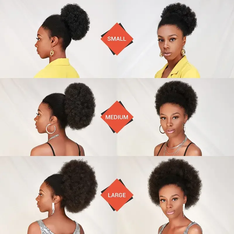 Synthetic 10Inch Big Afro Puff Drawstring Ponytail Extensions for Black Women 4b 4c Kinky Curly Hair Bun Ponytail Wigs Daily Use