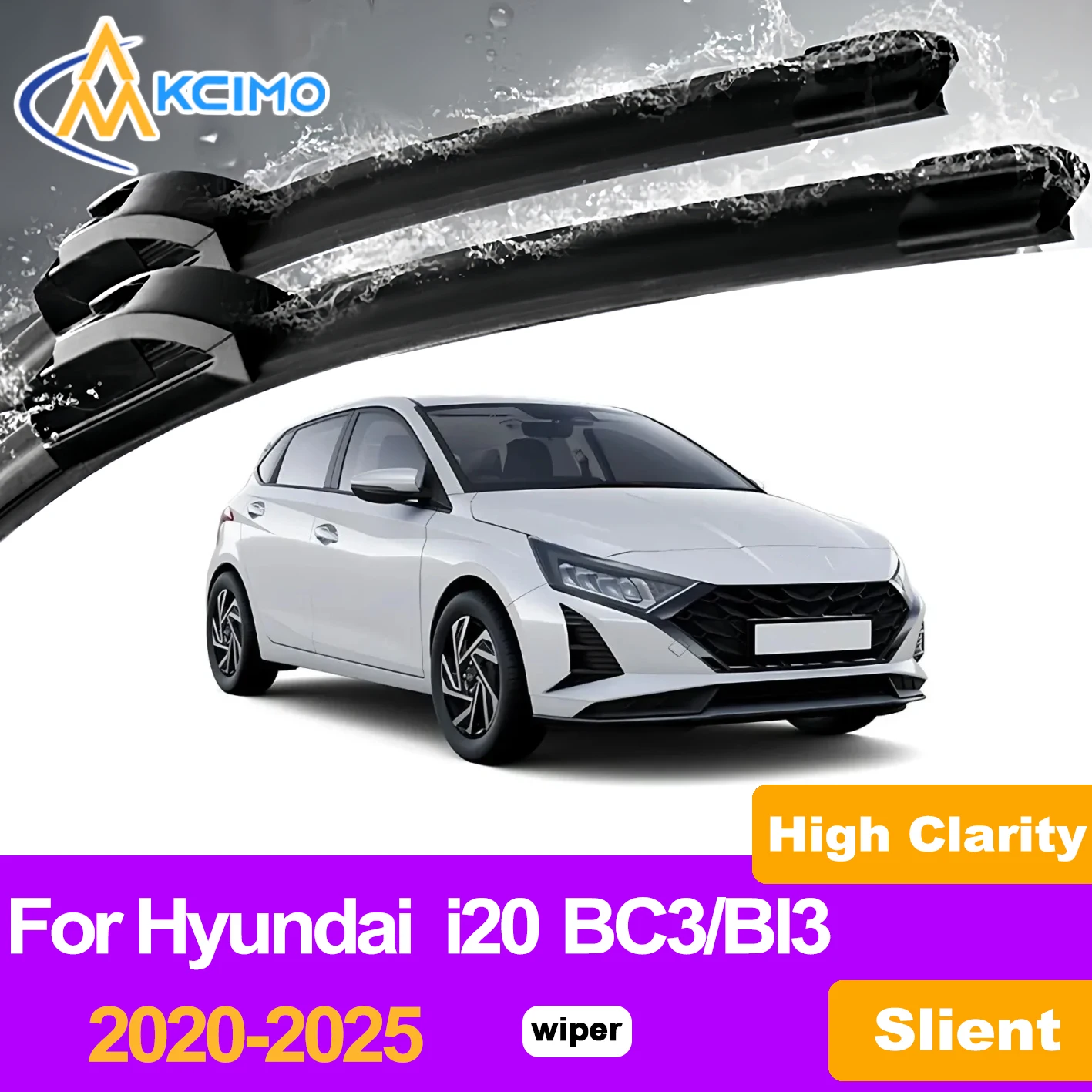 

KCIMO 2PCS Front Windshield Wiper Blades For Hyundai i20 BC3/BI3 2020-2025, Long Life High Performance Quality Auto Wipers