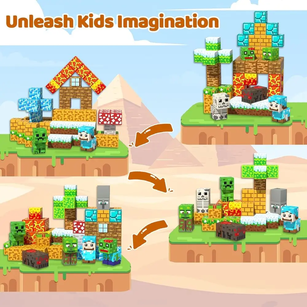 어린이용 100피스 자석 블록 세트, STEM 영감을 받은 감각 블록, 3세 이상 이상적인 선물