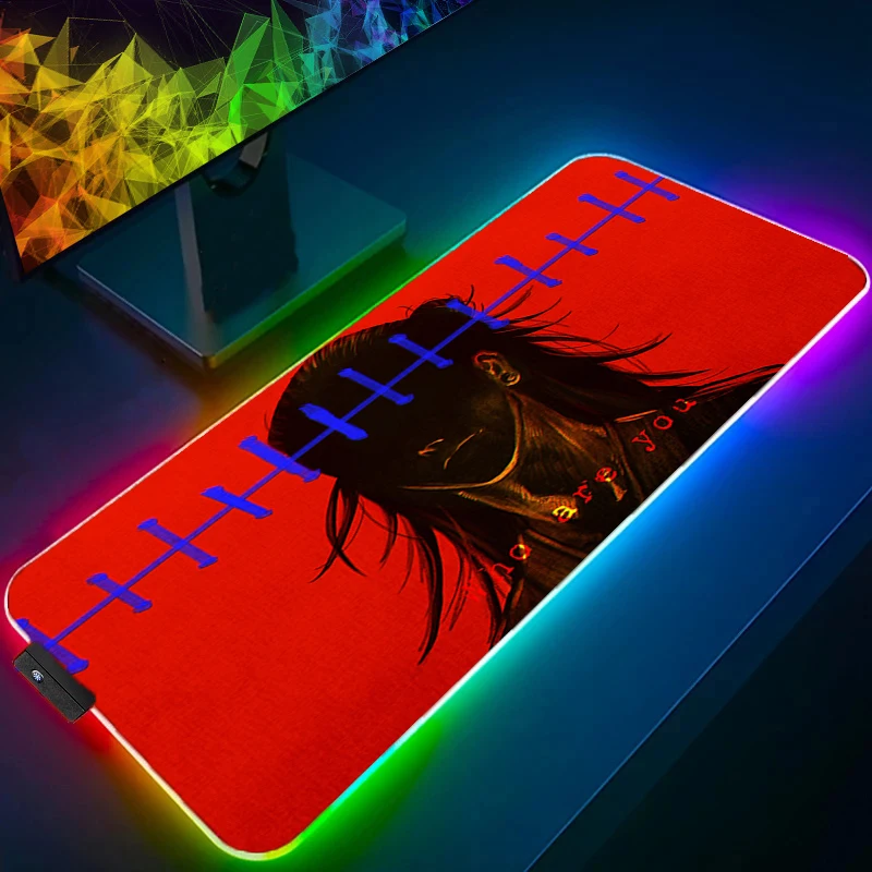 RGB Mouse Pad jujutsu Kaisen Geto Backlight Gaming Accessories Computer Speed Mini Pc Gamer Keyboard LED Desk Mat XXL Mousepad