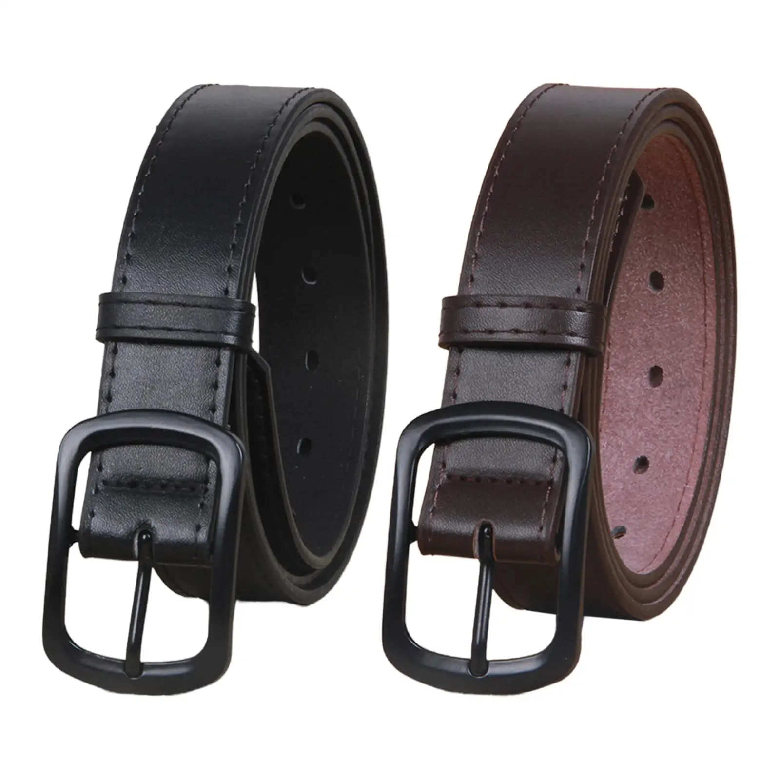 

Men Belt Adjustable 110cm Long Metal Pin Buckle Waist Strap PU Leather Belt for Work Outdoor Uniform Travel Jeans Accessories