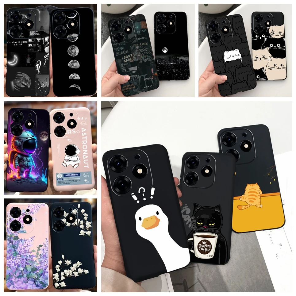 For Tecno Spark 20 Spark 20c Phone Case Black Sky Moon Night Stylish Bumper Shell Liquid Silicone Shockproof Soft Cover Spark20