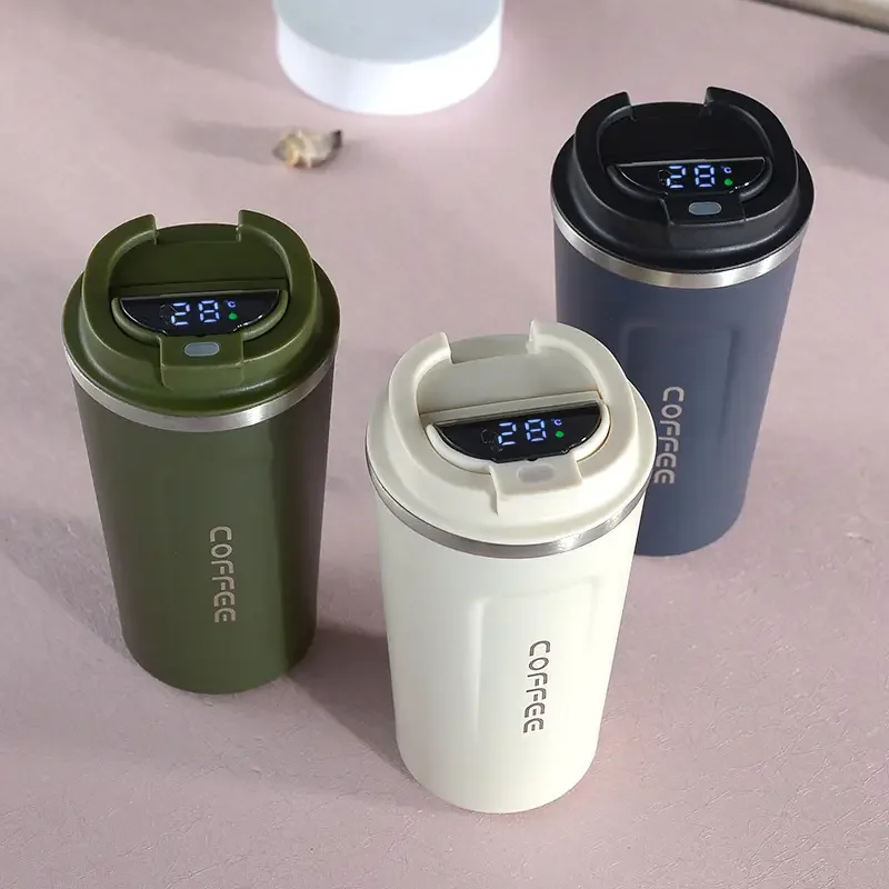 17oz Coffee Mug With Temperature Display, 304 Stainless Steel Vacuum Cup For Insulating And Keeping Cold, Outdoor Portable Car C