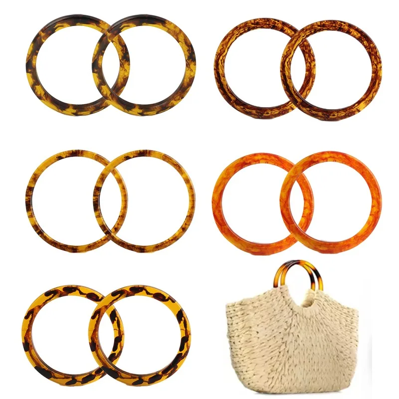 2-10 piezas de asas de resina de color ámbar con marco redondo para bolso de mujer, asa de repuesto para coser y reparar, para cartera DIY