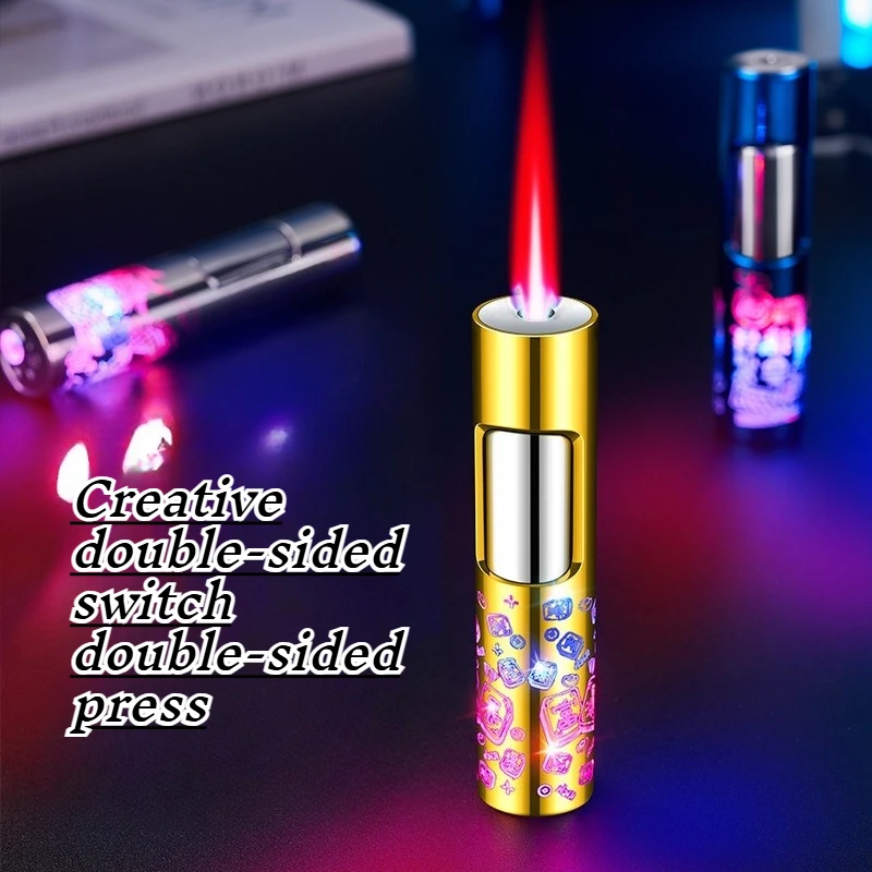 

Colorful Windproof Lighter with Personalized Pattern Charm Red Flame Cigarette Lighter Unisex Cigarette Accessories