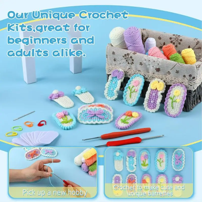 Crochet Hair Accessories Kit Craft Knitting Crochet Kit Crochet Kit For Beginners With Step-by-Step Video Tutorials Starter