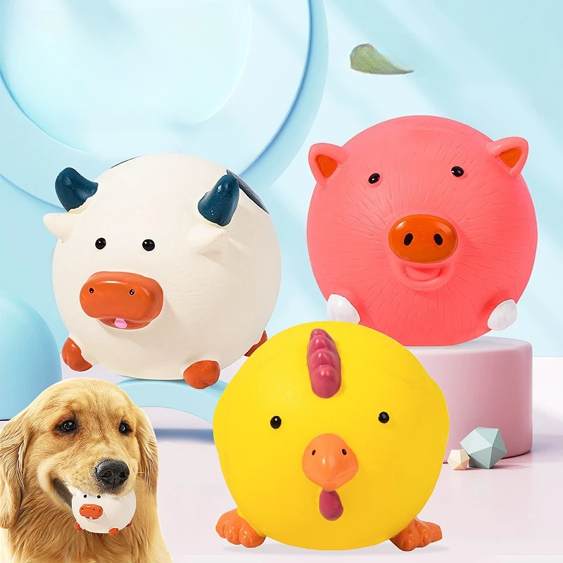 Pet Interactive Toy for Dog Cat Screaming Rubber Chicken Pig Cow Toy for Dogs Latex Squeak Squeaker Chew Training Pet Products
