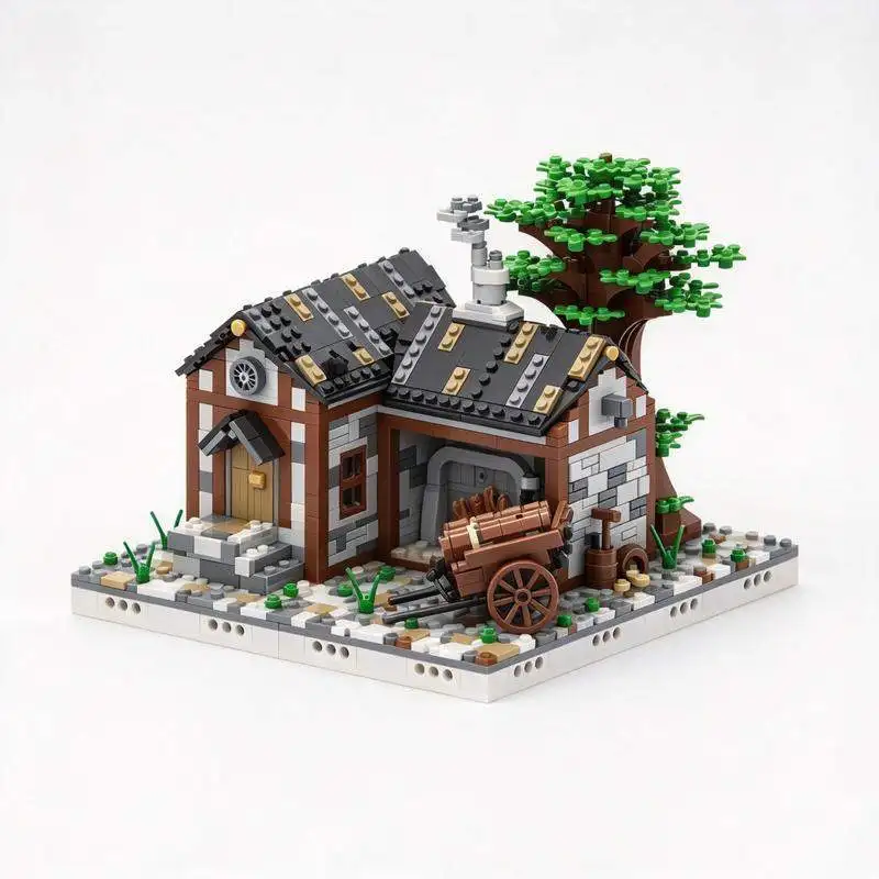 1694PCS Medieval Blacksmith Modular Building Blocks Custom Model Creative Architecture DIY Assembly Toy Gift Display Decor Set
