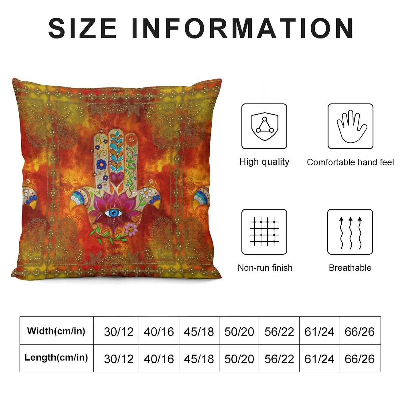 Hamsa - Orange Throw Pillow Pillowcase Cushion Sofa Cushion Cover Luxury Living Room Decorative Cushions pillow