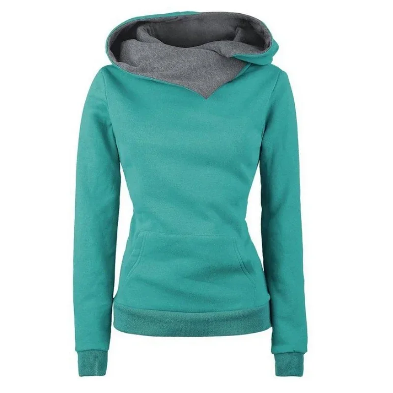 2024 Womens Hooded Tracksuit Solid Color Fashion Versatile Pullovers Casual Simplicity Sweatshirts Hot Sales High Quality Tops