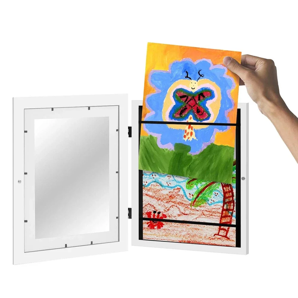 Artwork Picture Frame Changeable Wooden Frames Front Opening Wall Display Artwork Frame for Kids Drawings Artworks Art Projects