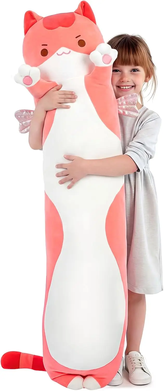 

Гигантская плюшевая подушка-кошка, очень мягкая игрушка с наполнителем, милый подарок для девочек в 5 размерах