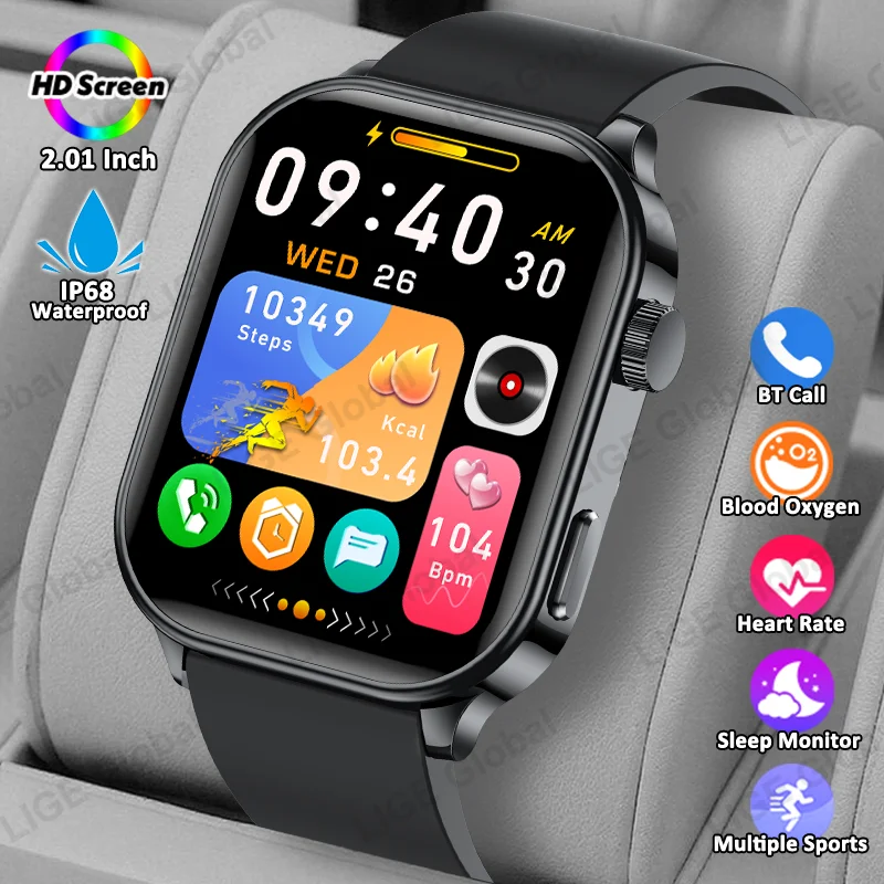 

Умные часы LIGE Voice Calling Smart Watch Ultra с экраном 2,01 дюйма, круглосуточным мониторингом здоровья, водонепроницаемостью, более 100 спортивных режимов, Bluetooth, для мужчин и женщин