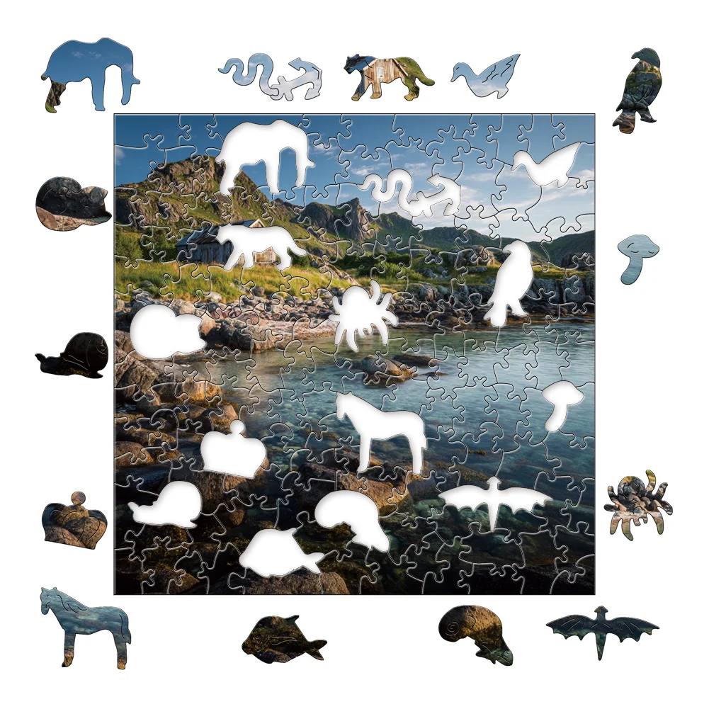 ปริศนาไม้ธีมภูมิทัศน์ ของเล่นเสริมพัฒนาการ DIY ของขวัญสำหรับเด็ก เกมสร้างปฏิสัมพันธ์ระหว่างพ่อแม่ลูก ของขวัญวันหยุด