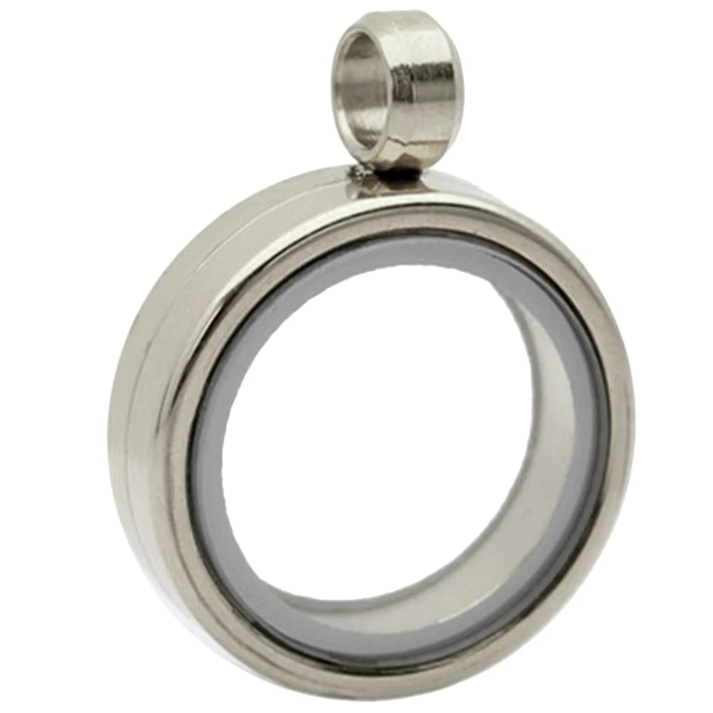 

Stainless Steel Locket Pendant Necklace Women Clavicle Pendants Metal Gifts Photo Frame Unique Round Floating Design Suitable