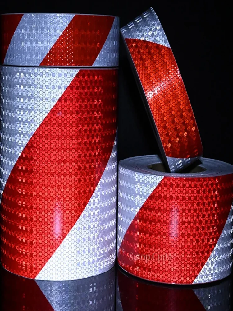 1 rolo de fita de advertência de segurança reflexiva brilhante fita reflexiva de impressão de sarja autoadesiva para carro