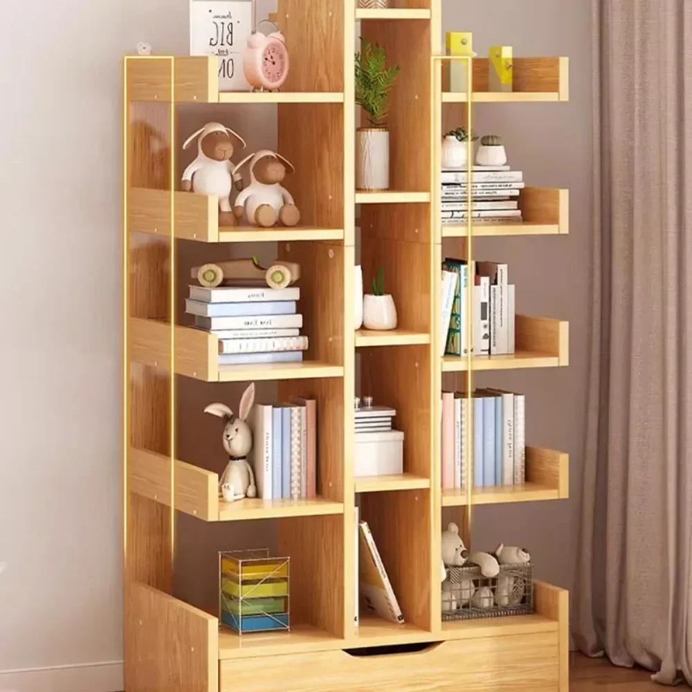 Living Room Bookshelf Solid Wood Cabinet Office Simple Of Modern Book Shelf Multi-Level Floor