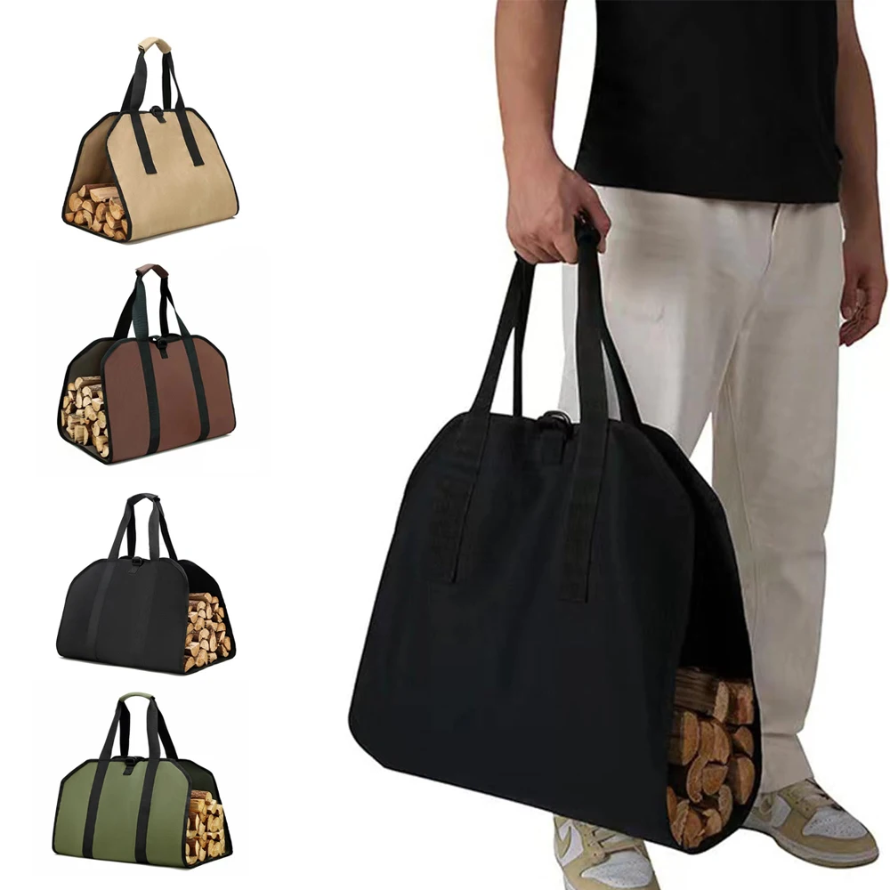 

1PCS Firewood Carrier 99 ×48cm - Waxed Canvas Wood Carrier for Firewood, Heavy Duty Log Carrier Bag As Wood Stove Accessories